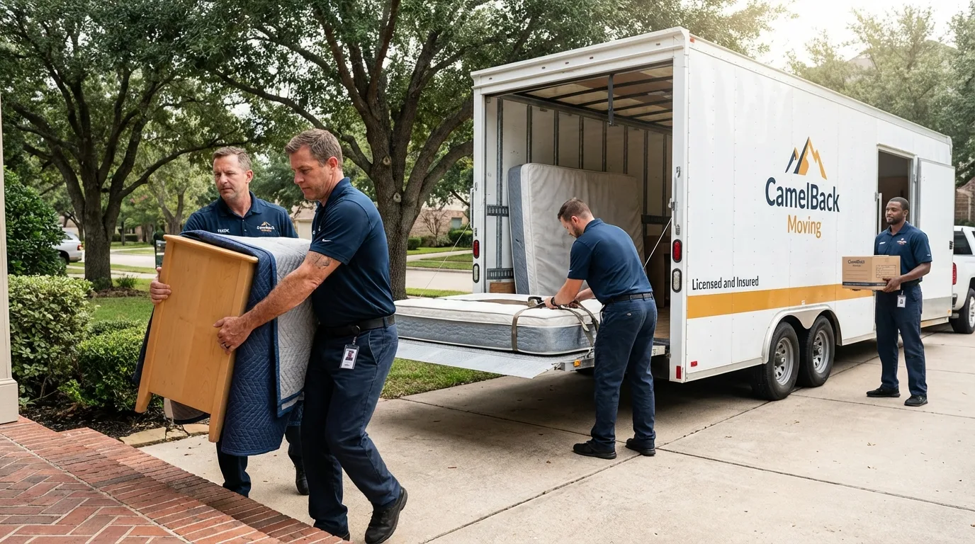 Crew loading residential truck for cross-state move from Dannemora, NY